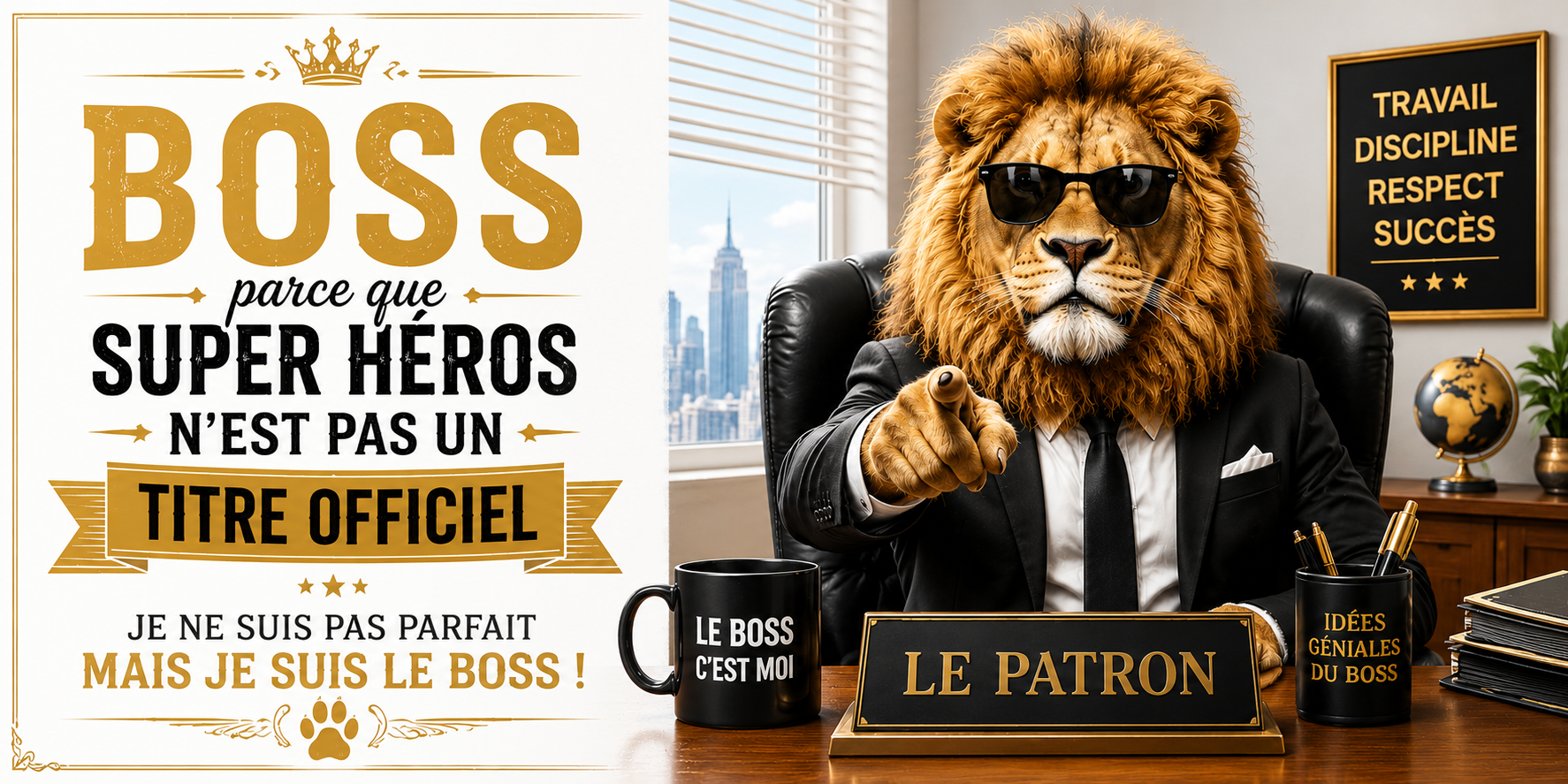 Design imprimé du mug Humour Boss, humour patron, punchline pour le boss