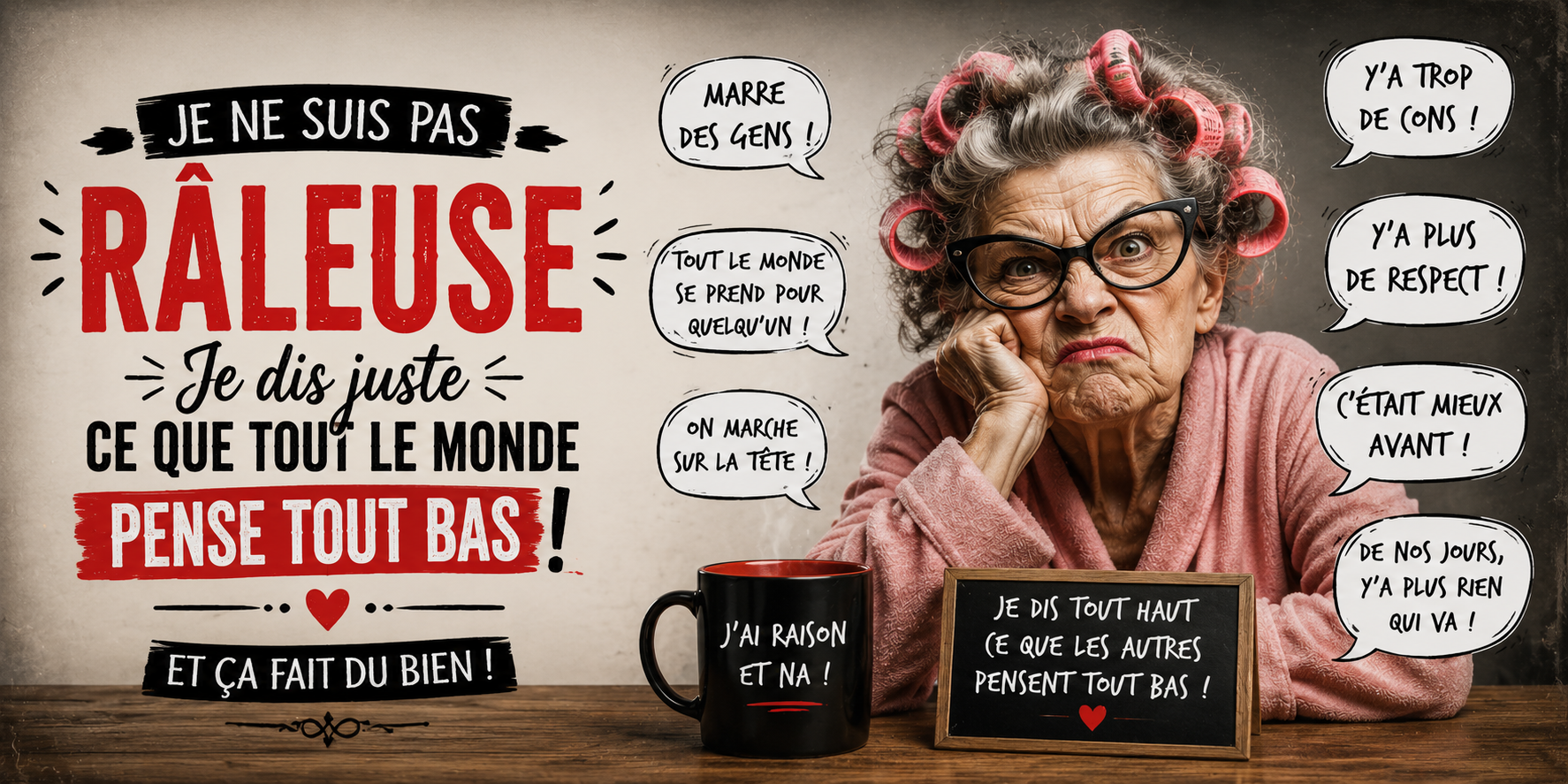 Design imprimé du mug Râleur, râleur, champion de la râlerie, humour
