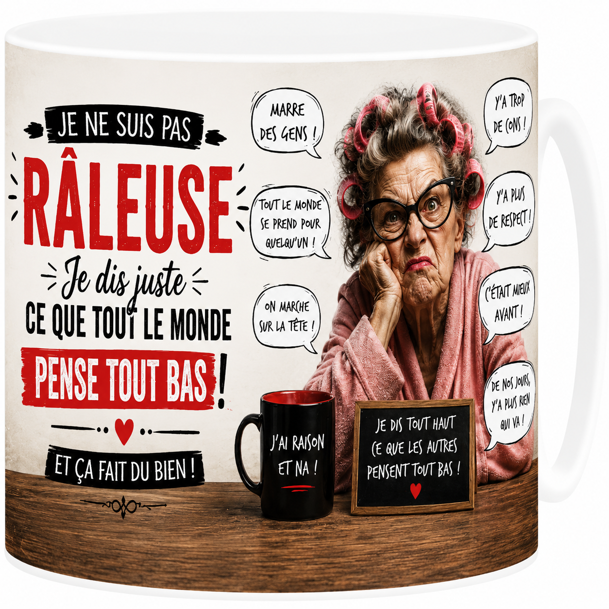 Mug céramique blanc, râleur, champion de la râlerie, humour