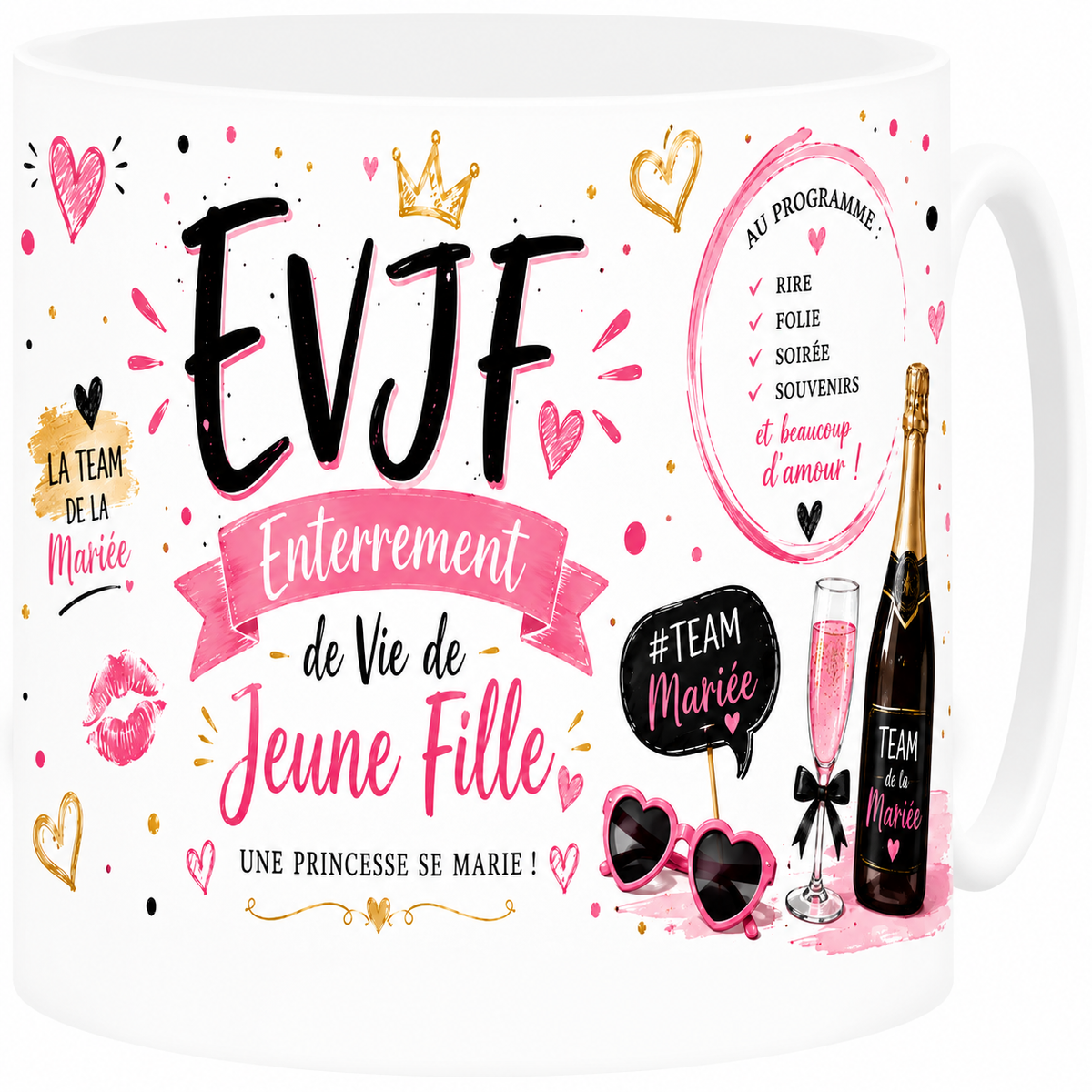 Mug céramique blanc, EVJF, enterrement de vie de jeune fille