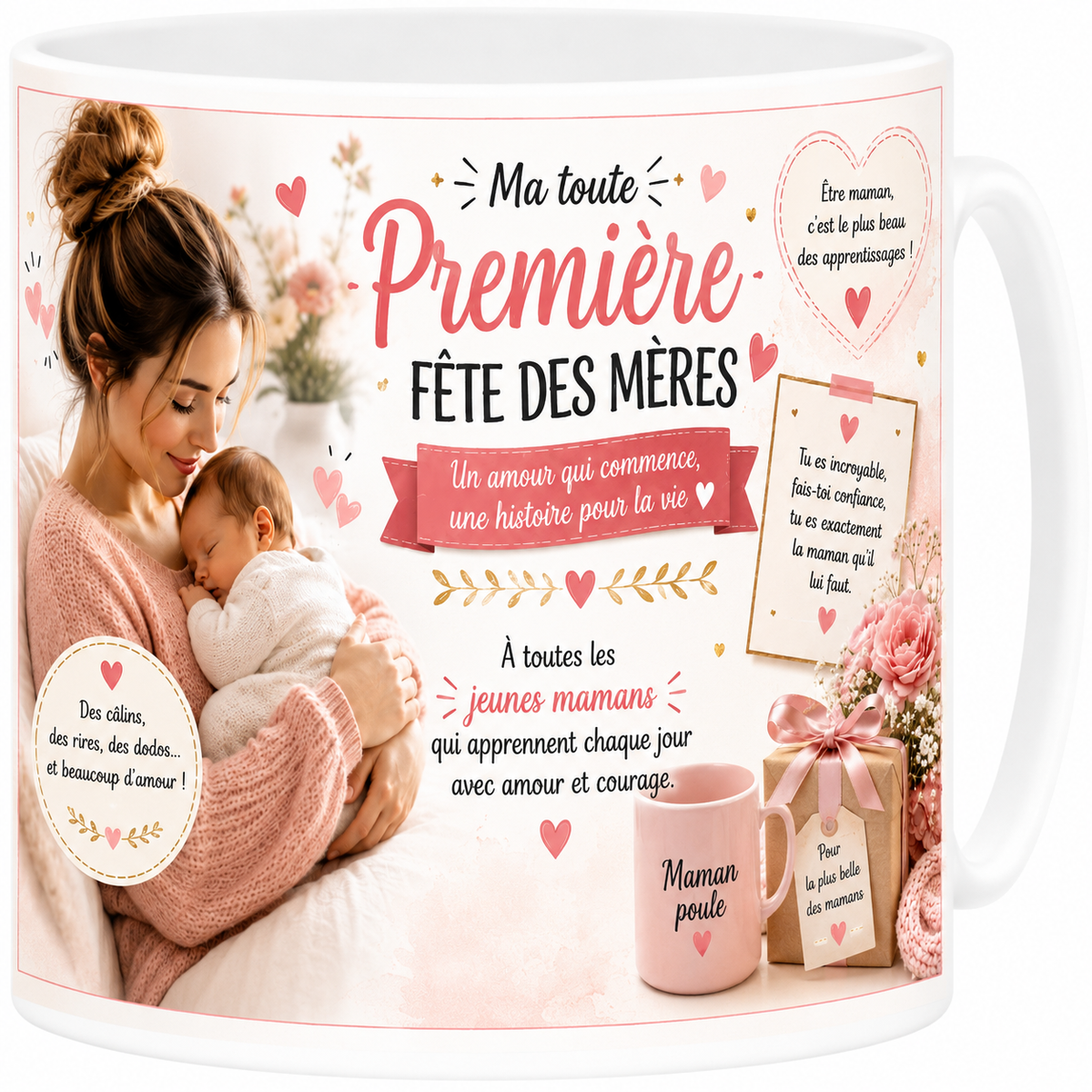 Mug céramique blanc, première fête des mères, hommage à maman