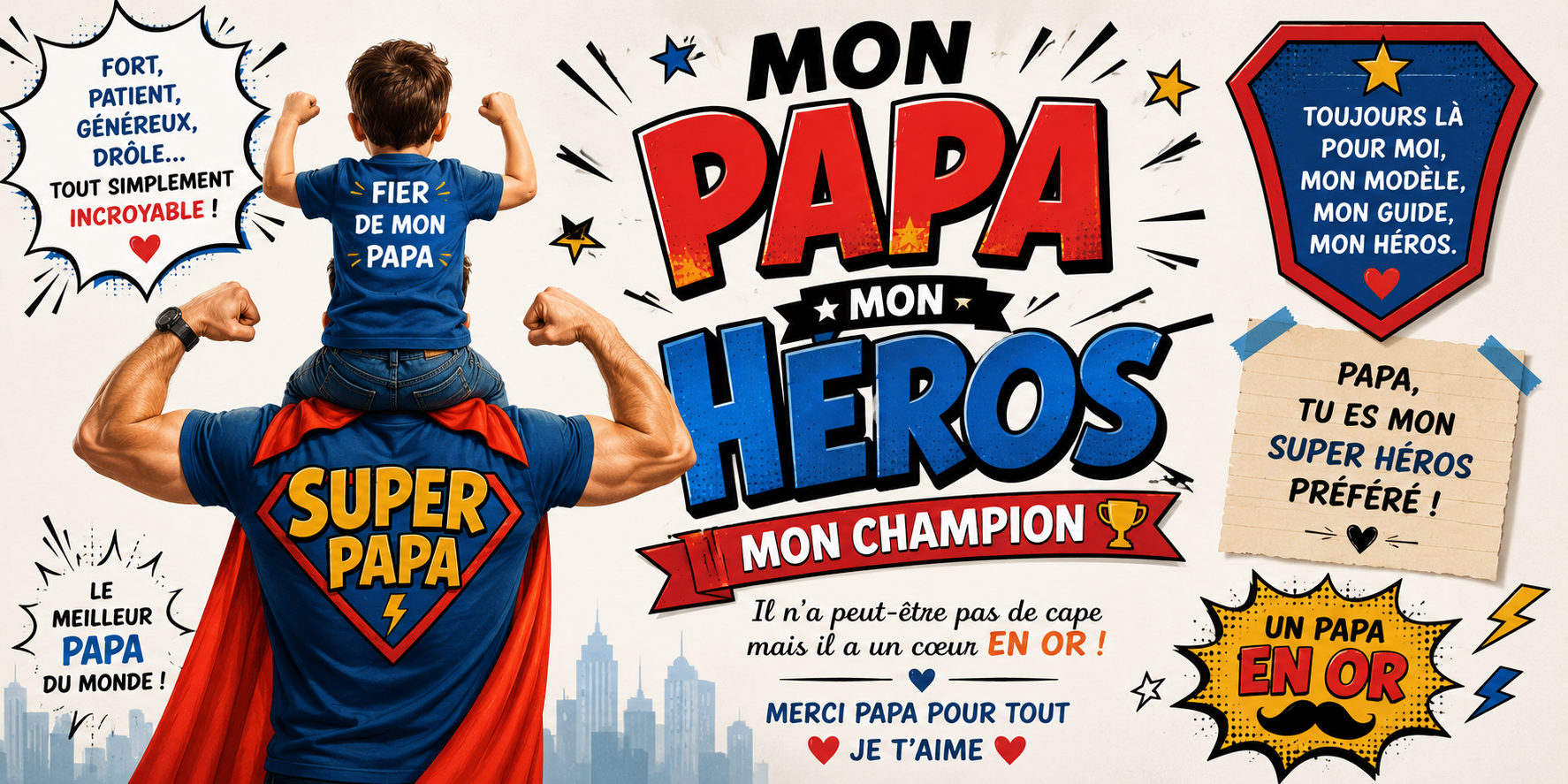 Mug Super Héros Papa - Papa Champion Hors Pair