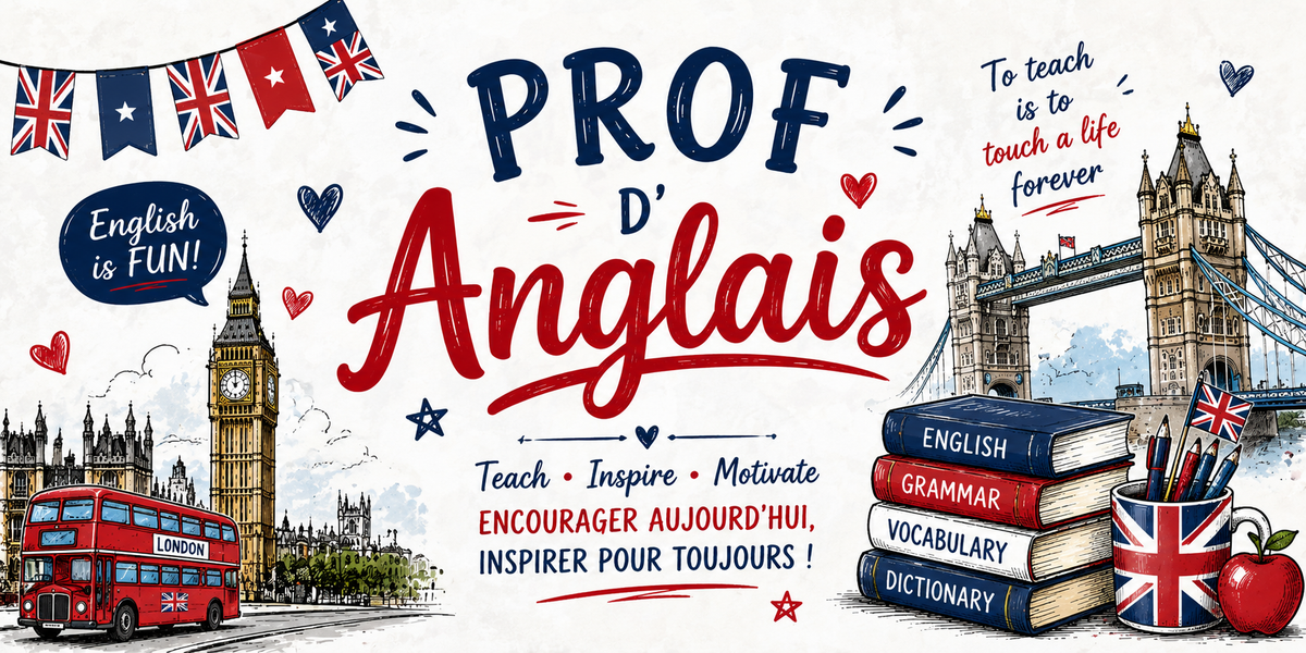 Design imprimé du mug Prof d'Anglais, professeur d'anglais, langue et culture britannique