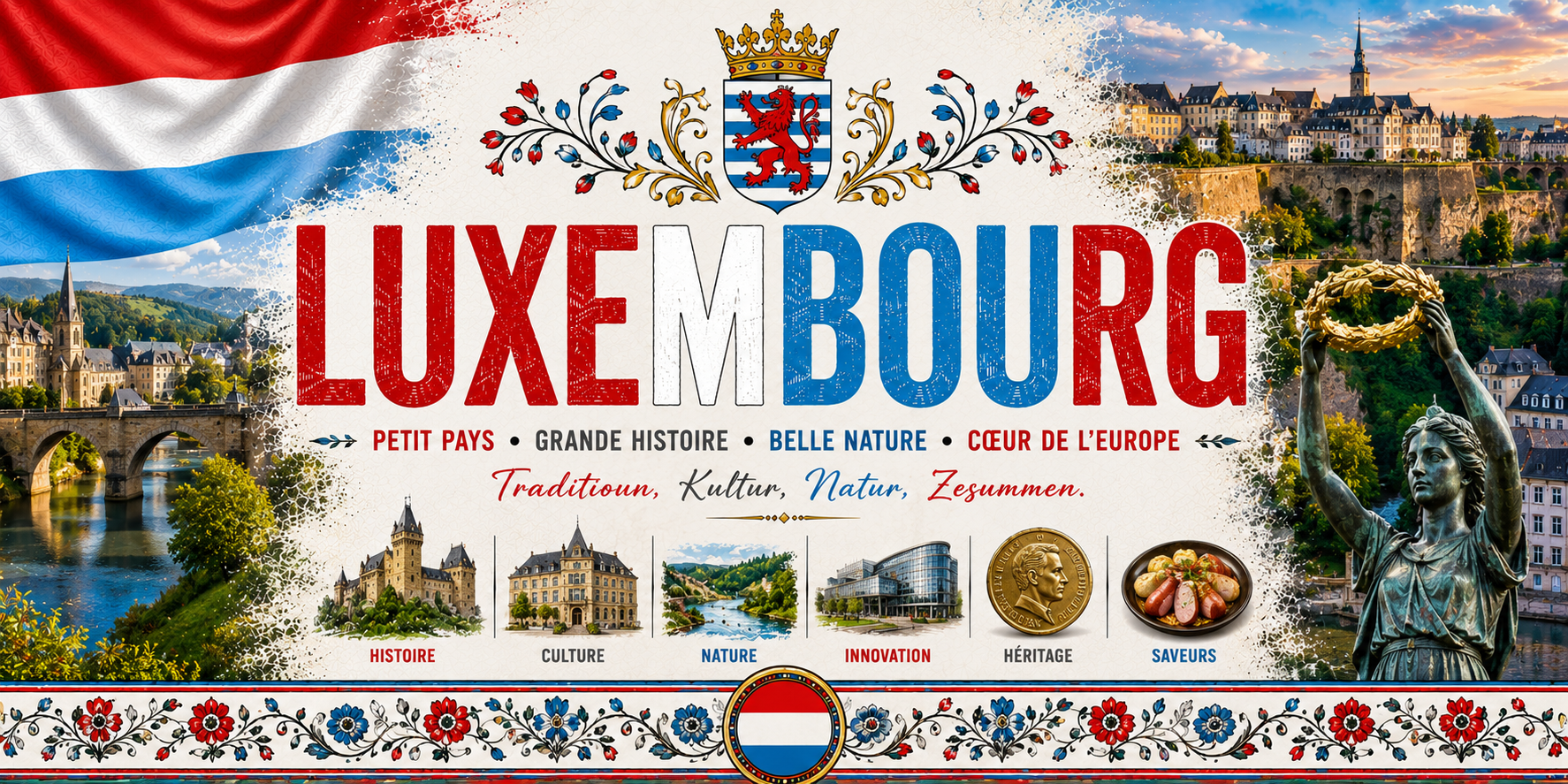 Mug Luxembourg au design réaliste rehaussé des couleurs du drapeau