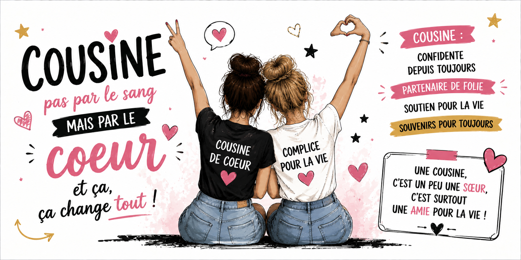Visuel cousine : Pas par le sang mais par le cœur, confidente de toujours et complice pour la vie