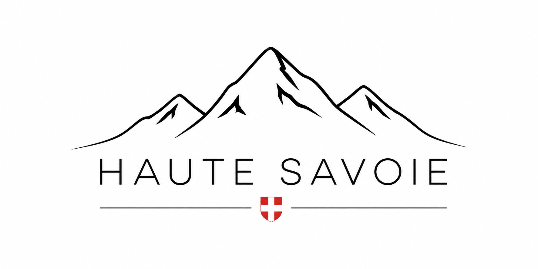 Visuel Haute-Savoie : grand sommet central à l'encre, typographie fine et croix de Savoie en cachet