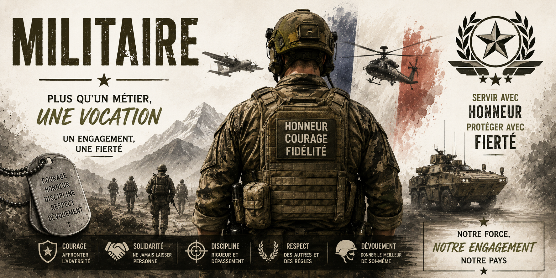 Mug Militaire - Honneur, Courage, Fidélité