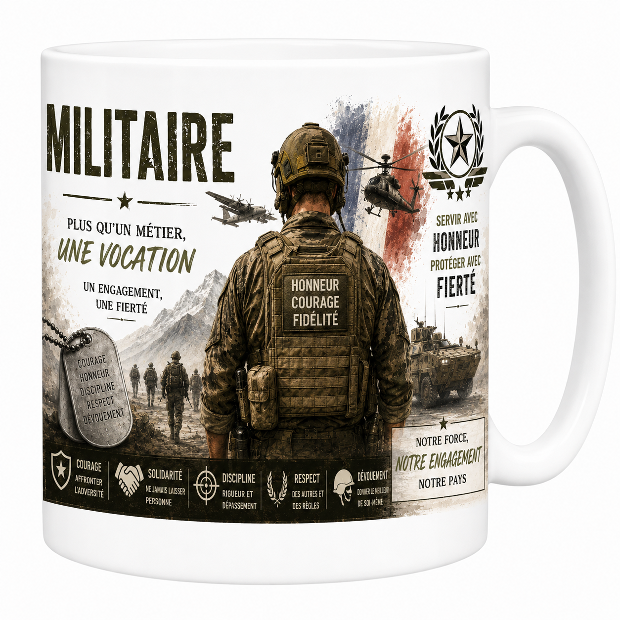 Mug Militaire - Honneur, Courage, Fidélité
