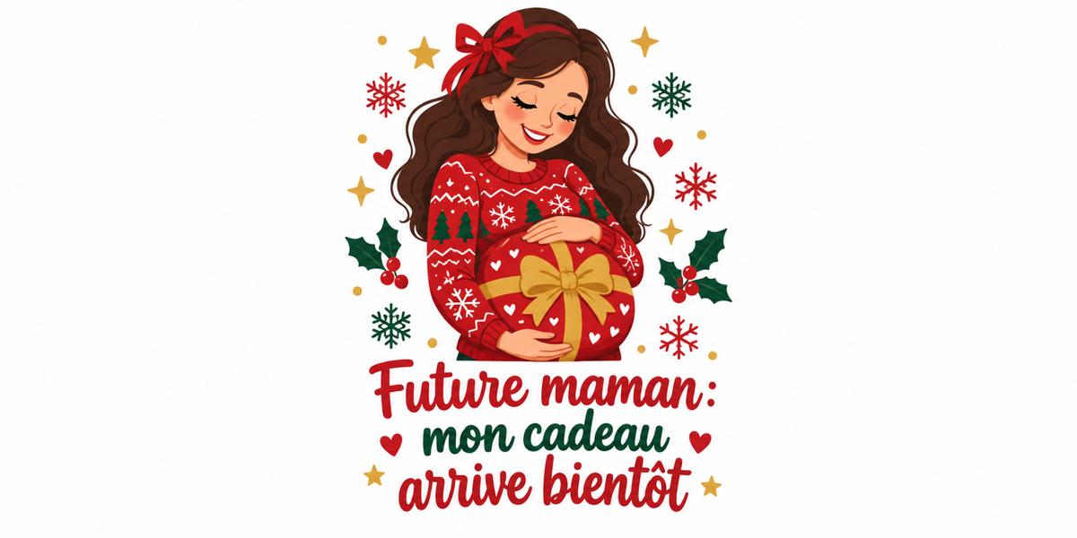Visuel à plat du mug de Noël Future Maman