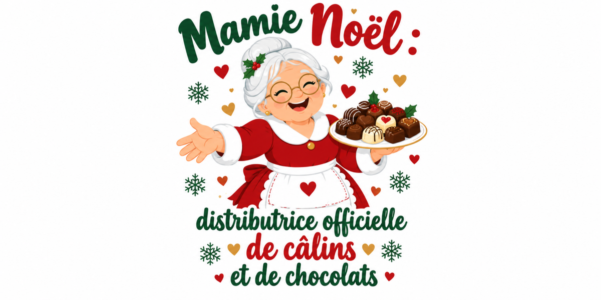 Visuel à plat du mug de Noël Mamie Noël