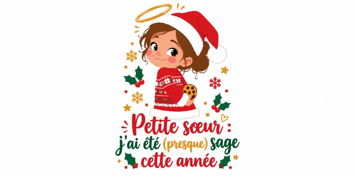 Visuel à plat du mug de Noël Petite Sœur