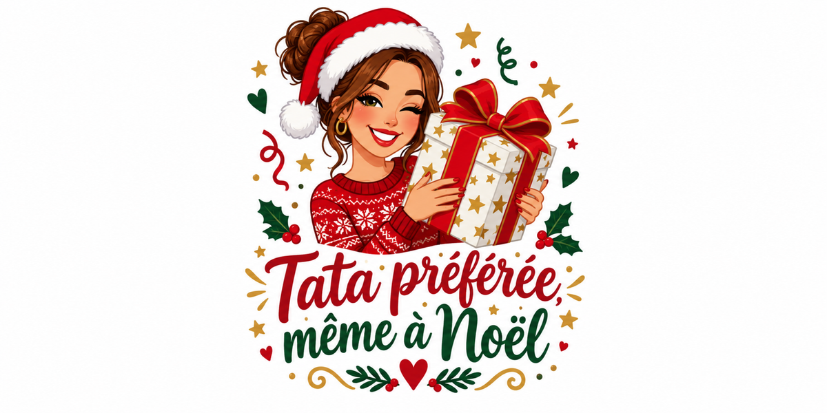 Visuel à plat du mug de Noël Tata Préférée