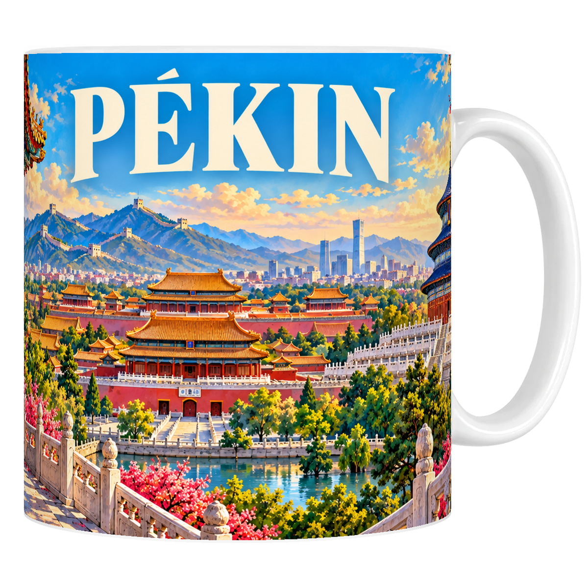 Mug céramique 330 ml « PÉKIN » : toits jaunes de la Cité interdite et temple du Ciel