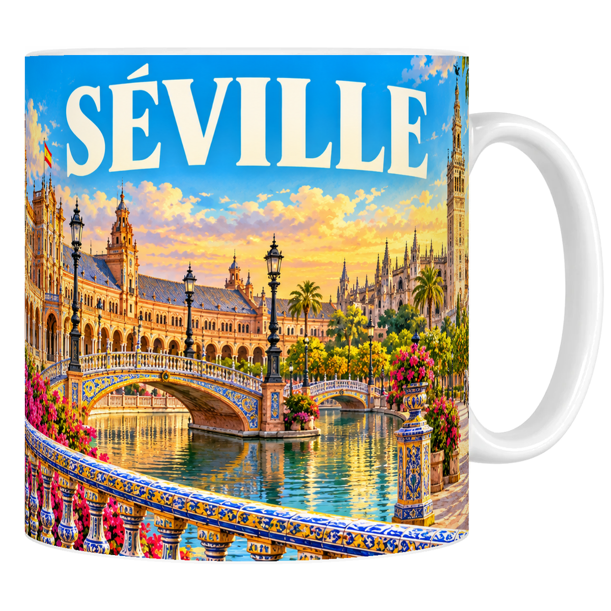 Mug céramique 330 ml « SÉVILLE » : Plaza de España, azulejos et Giralda