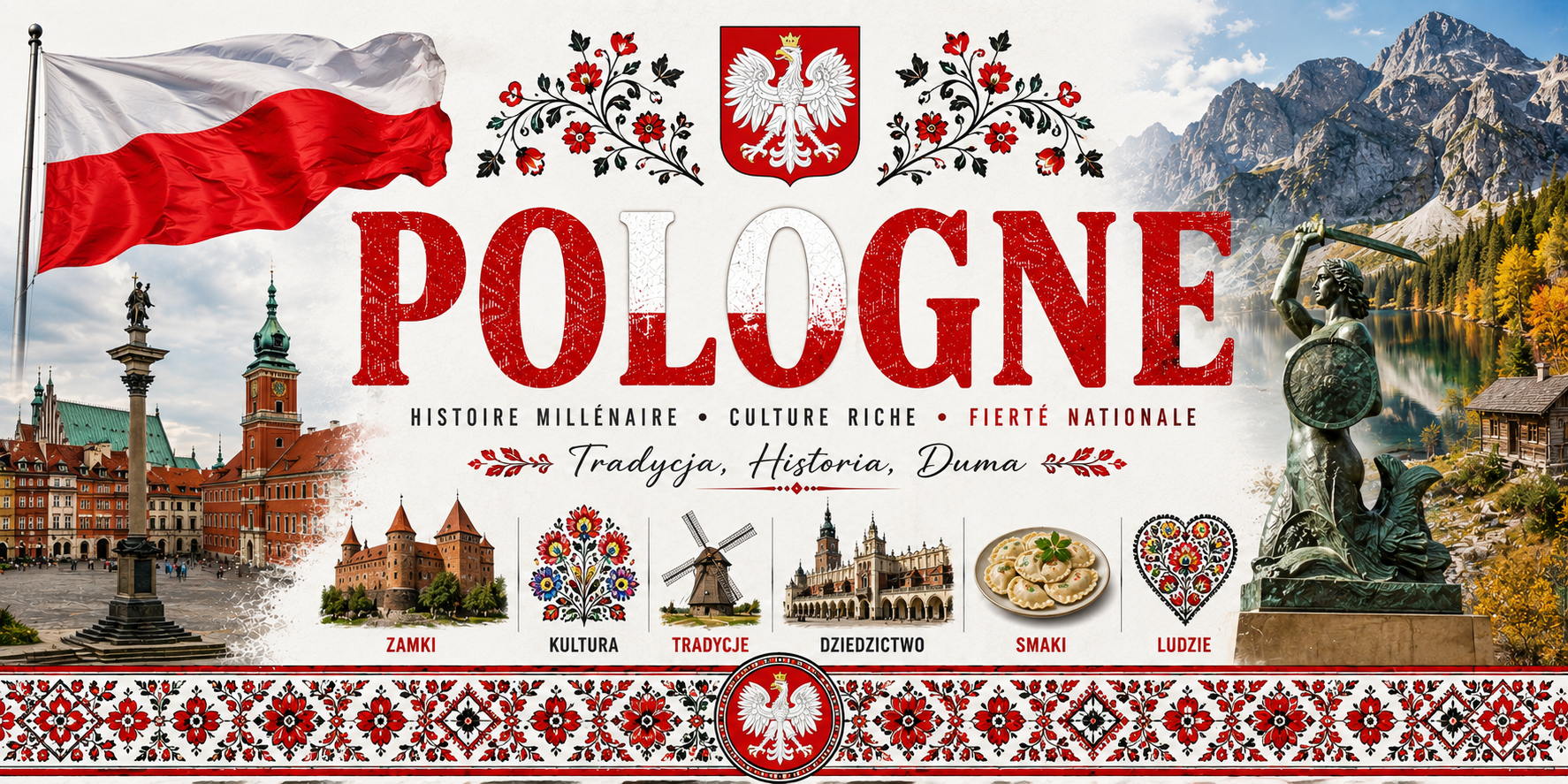 Mug Pologne au design réaliste rehaussé des couleurs du drapeau