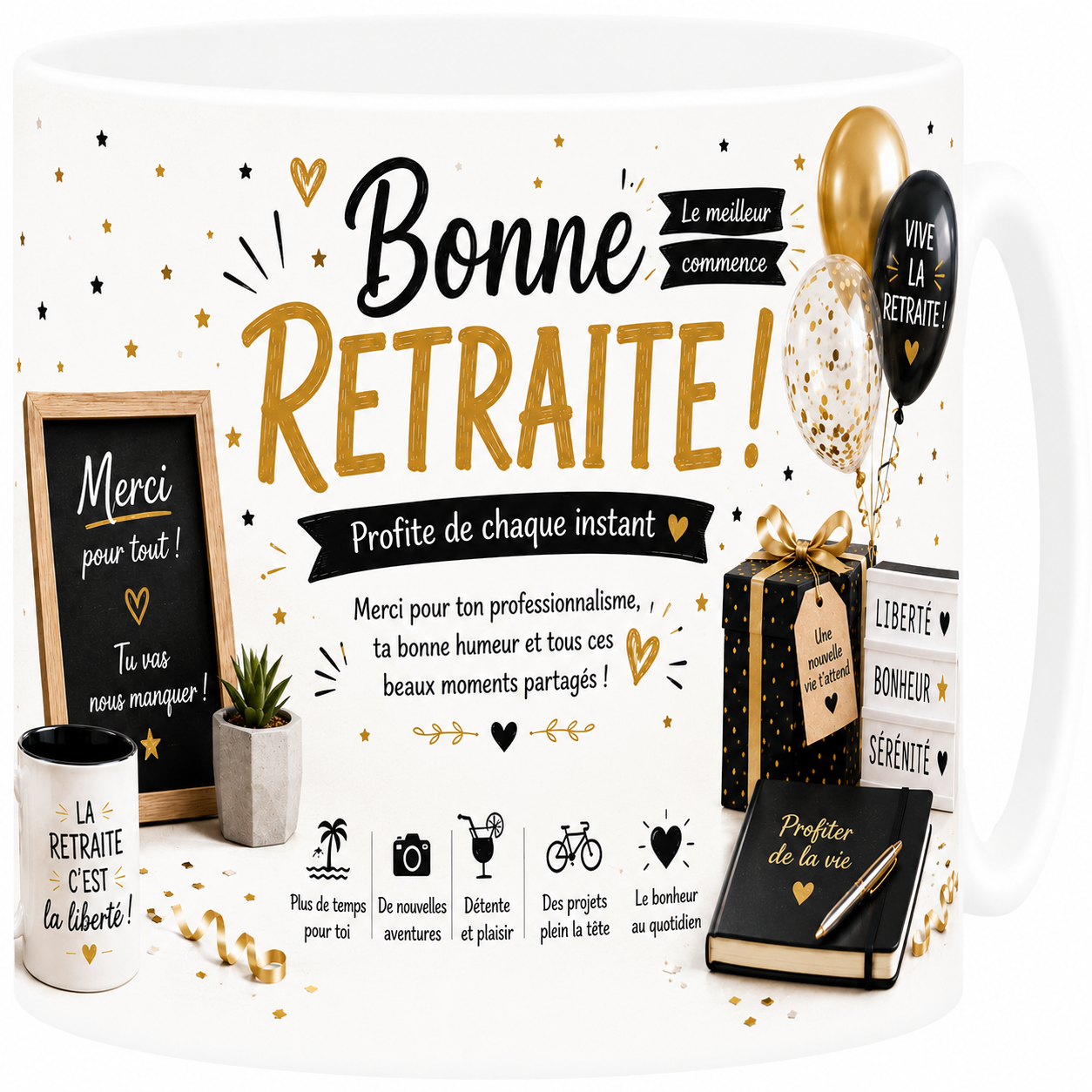 Mug céramique blanc, pot de départ, cadeau collègue