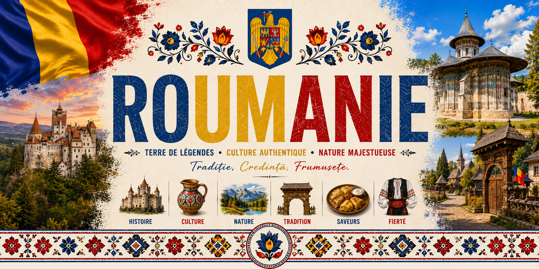 Mug Roumanie au design réaliste rehaussé des couleurs du drapeau