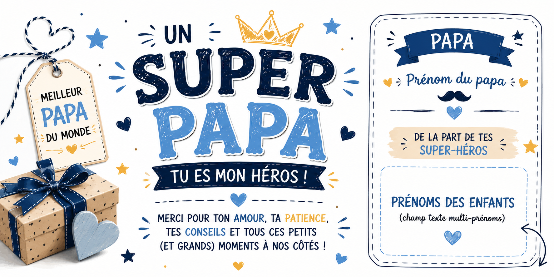 Autre vue du mug super papa personnalisé, prénom et enfants
